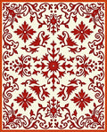 Crimson Red Floral Scrollwork Medallion Rug
