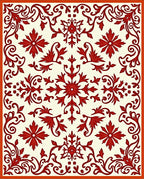 Crimson Red Floral Scrollwork Medallion Rug