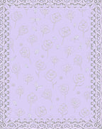 Lilac Purple Floral Outline Border Rug