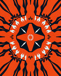 Radiant Orange Black Abstract Mandala Rug