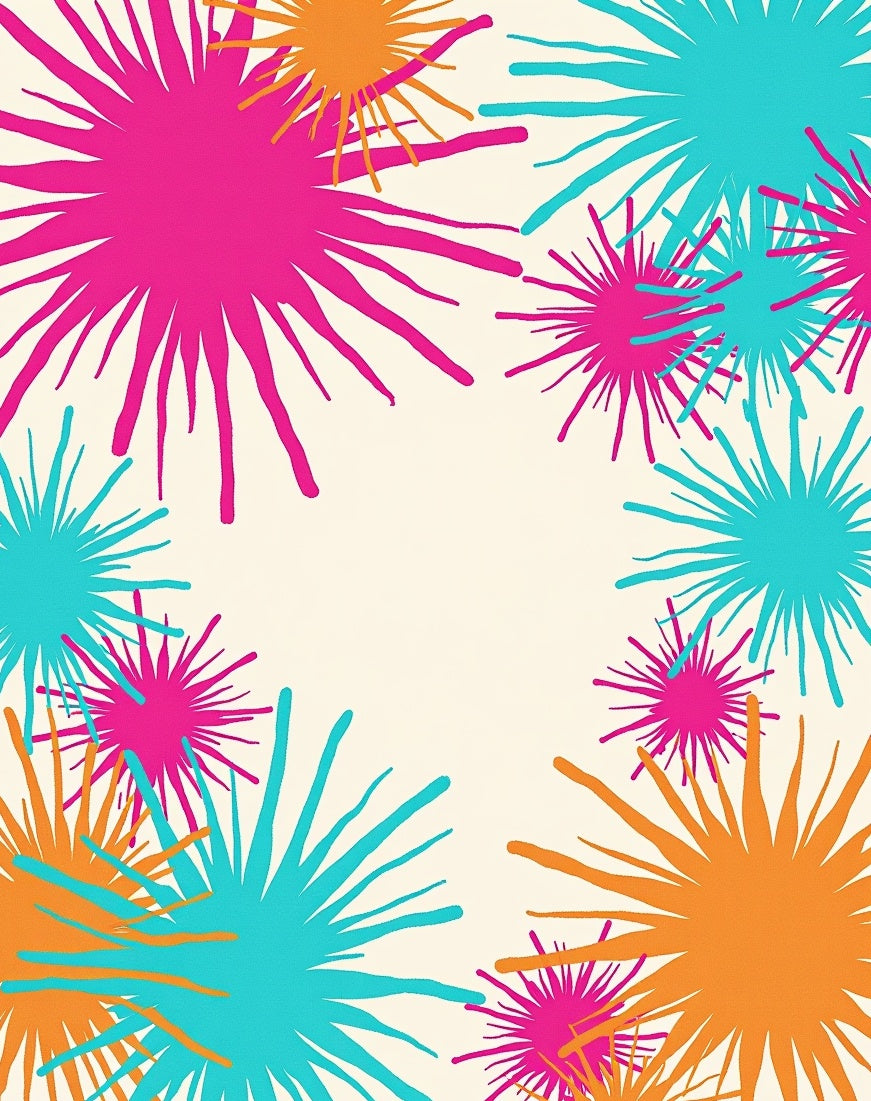 Vibrant Fuchsia Teal Orange Starbursts Rug