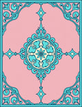 Cerulean Teal Floral Medallion Pink Rug