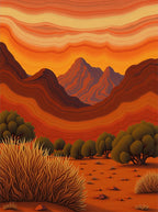 Crimson Desert Canyon Landscape Rug