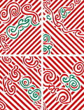 Festive Red Green Swirl Stripes Rug