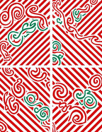 Festive Red Green Swirl Stripes Rug