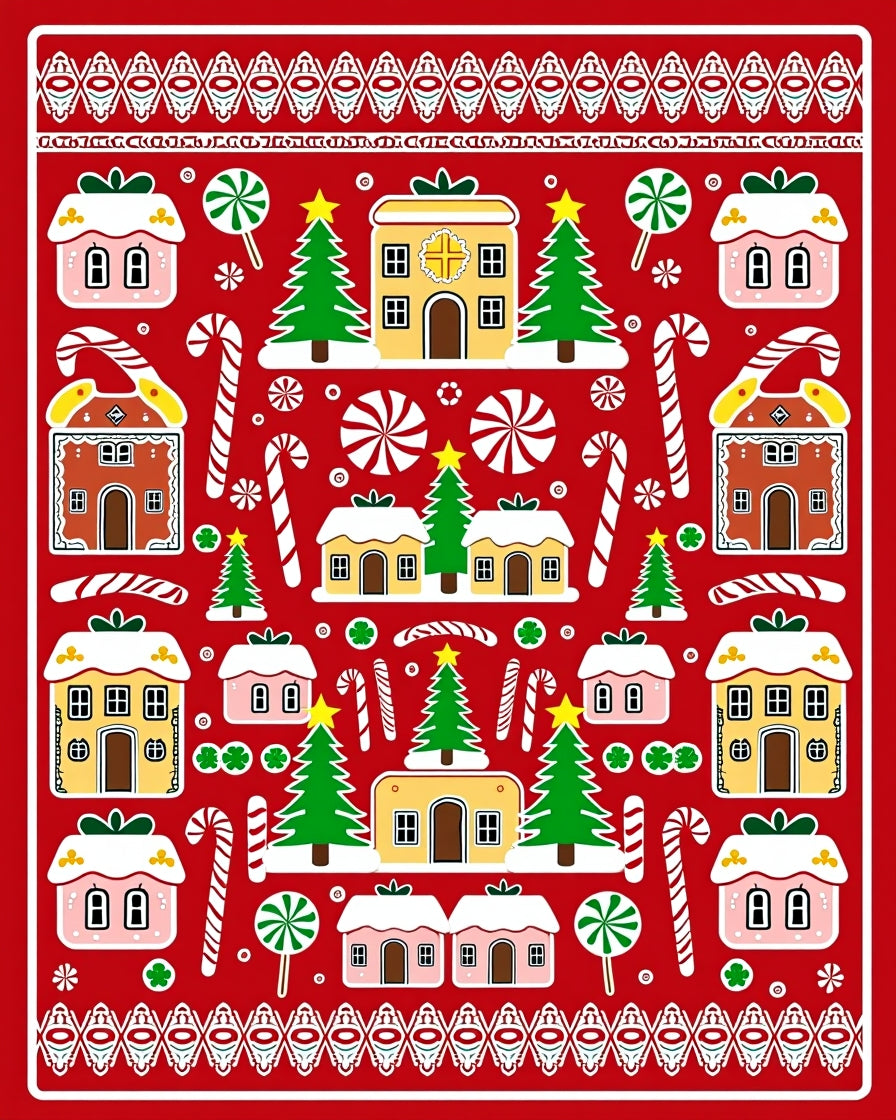 Christmas Village Candy Cane Forest Red Rug