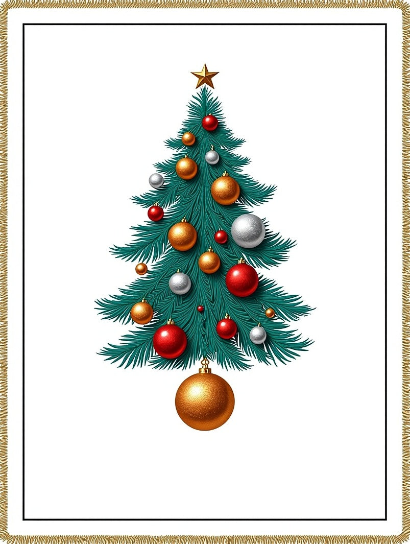 Festive Christmas Tree Ornaments Rug