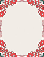 Vibrant Red Floral Border In Cream Rug