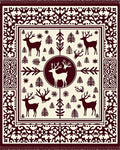 Crimson Deer Forest Square Rug