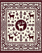 Crimson Deer Forest Square Rug