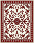 Deep Crimson Floral Medallion Border Rug