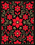 Crimson Floral Vine Garden Rug