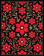 Crimson Floral Vine Garden Rug