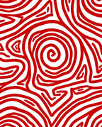 Crimson White Swirl Abstract Rug