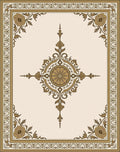 Golden Floral Medallion Frame Rug