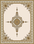 Golden Floral Medallion Frame Rug