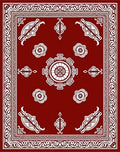Crimson White Ornamental Medallion Rug