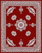 Crimson White Ornamental Medallion Rug