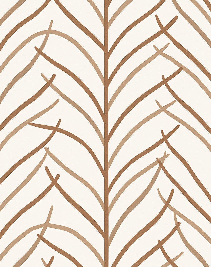 Earthy Tan Organic Leafy Branch Rug