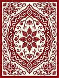 Crimson Floral Medallion Lattice Rug