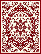 Crimson Floral Medallion Lattice Rug
