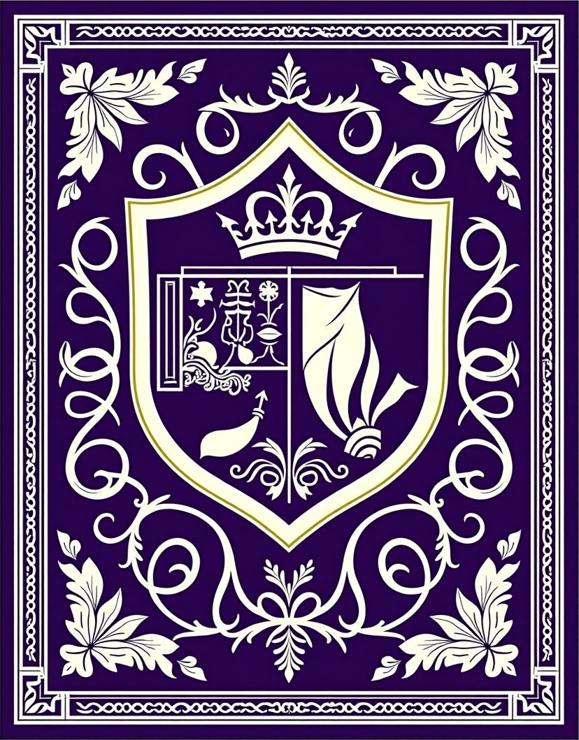 Regal Purple Courtly Emblem Rug
