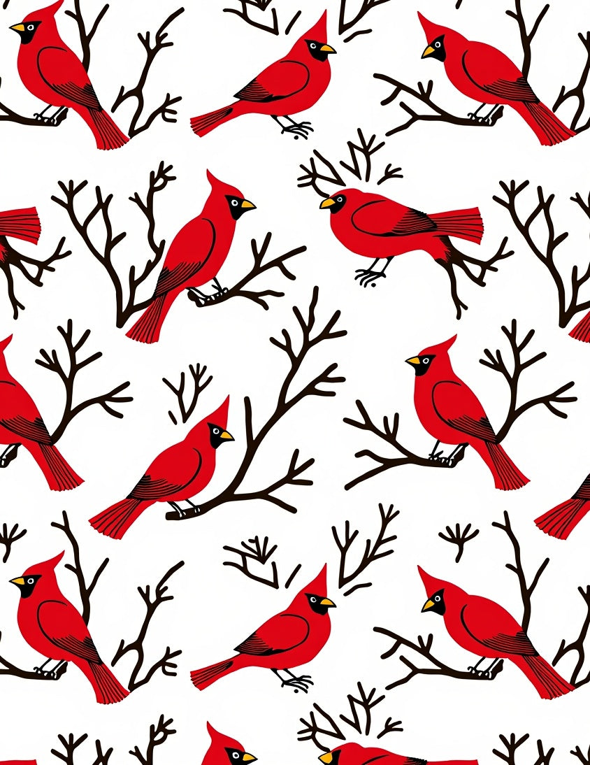 Red Cardinal Birds on Branches Rug