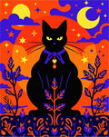Mystic Black Cat Starry Night Garden Rug