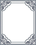Elegant Navy Blue Filigree Border Rug