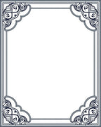 Elegant Navy Blue Filigree Border Rug