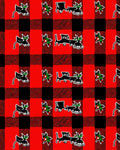 Red Black Buffalo Plaid Train Holly Rug