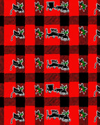 Red Black Buffalo Plaid Train Holly Rug