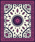 Hot Pink Navy Floral Mandala Rug