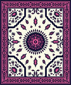 Hot Pink Navy Floral Mandala Rug