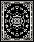 Black and White Floral Medallion Border Rug