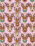 Pink Reindeer Stars Whimsical Holiday Rug