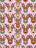 Pink Reindeer Stars Whimsical Holiday Rug