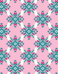 Pink Teal White Floral Diamond Rug