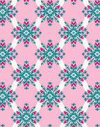 Pink Teal White Floral Diamond Rug