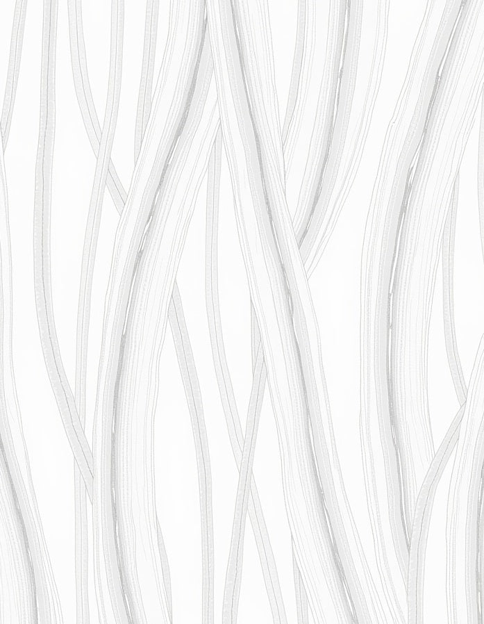 White Abstract Bamboo Grove Rug