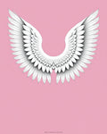 White Angelic Feather Wings Pink Background Rug