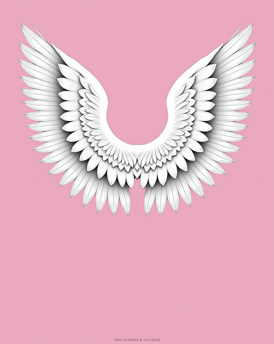 White Angelic Feather Wings Pink Background Rug