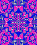 Vivid Hot Pink Blue Paisley Mandala Rug