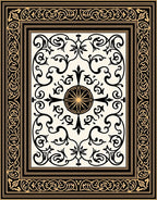 Ornate Black Golden Scrollwork Medallion Rug