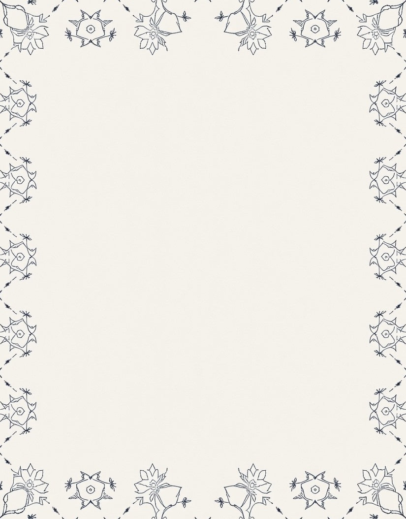 Classic Indigo Floral Border Rug