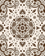 Dark Brown Floral Mandala Medallion Rug