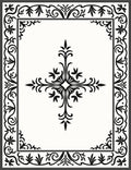 Ornate Black Floral Border Accent Rug