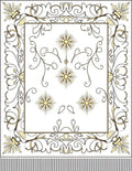 Golden Floral Scrollwork Medallion Border Rug