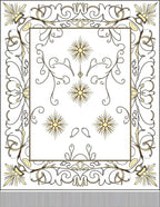 Golden Floral Scrollwork Medallion Border Rug