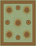 Golden Sunburst Mint Green Mandala Rug